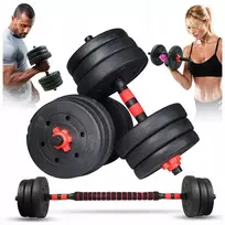 Reguliuojami hanteliai treniruoklių rinkinys 2x10kg 20kg štanga + grifai