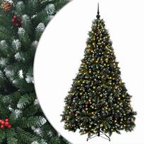 vidaXL Dirbtinė žalia kalėdinė eglutė su žaisliukais 240 cm 300 LED