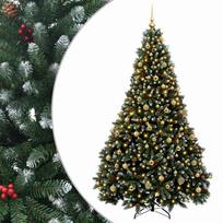 vidaXL Dirbtinė žalia kalėdinė eglutė su žaisliukais 240 cm 300 LED