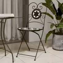 Mozaikinės bistro kėdės, 38x45,5x89,5 cm, juodos ir baltos
