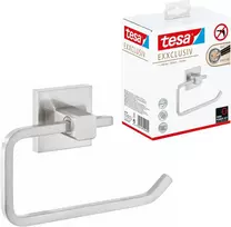 Tesa Exxclusiv tualetinio popieriaus laikiklis be dangtelio, chromuotas, montuojamas ant sienos, nereikia gręžti, su lipniu tirpalu, 160 mm x 99 mm x 45 mm