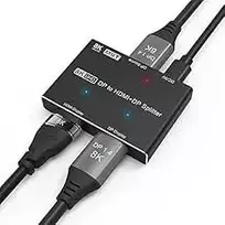 Dp į dp+hdmi skirstytuvas 1 įvestis 2 išvestys mst sst šakotuvas skirstytuvas 8k@30hz 4k@120hz dp 1.4 į krypties keitiklį kelių ekranų perkėlimas