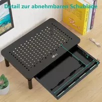 Laikiklis Wali monitoriaus stovas su stalčiumi, monitoriaus pakėlimo platforma su tinklelio skylėmis nešiojamam kompiuteriui, kompiuteriui, spausdintuvui iki 20 kg, ekrano pakėlimas su 3 aukščio reguliavimo lygiais (stt003d-b), 1 vnt., juodas