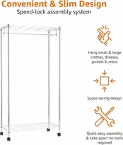 Amazon Basics chromuotas dviejų lentynų drabužių kabykla