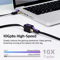 Vention Cat 7 lan kabelis plokščias ilgintuvas, 10gbps ethernet kabelio ilgintuvas didelio greičio tinklo adapterio kabelis, 600 mhz cat7 rj45 kabelio palaikymas cat6a / cat6 / cat5e / cat5