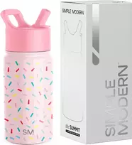 Simple Modern vaikiška gertuvė su šiaudeliu | Izoliuotas daugkartinio naudojimo nerūdijančio plieno puodelis berniukams ir mergaitėms | Summit kolekcija | 414 ml | Confetti