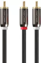 Fospower Rca Y kabelis 1m, 1x Rca į 2x Rca, paauksuoti kontaktai