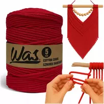 Dp Craft Kids Was Cotton Cords medvilninė virvė makramei, pinta 5mm, 200m, raudona