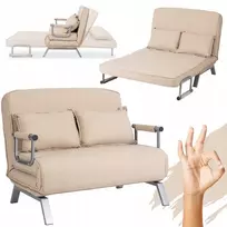 Dvivietis fotelis-lova Mebel Elite Bart 2, smėlio spalvos