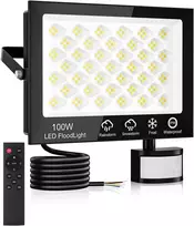 Litglobe Led prožektorius su judesio davikliu lauke 100 W, 10000 lm priekinis žibintas su nuotoliniu valdymu, 6500 K šaltai baltas led prožektorius, ip66 vandeniui atsparus prožektorius su judesio davikliu lauke garažui