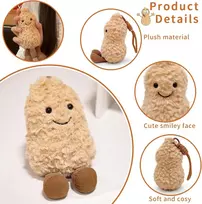 Žemės riešuto pliušinė lėlė, 17 cm žemės riešuto minkštas žaislas, žemės riešuto raktų pakabuko pliušiniai krepšio pakabukai, mielas žemės riešuto pliušinis žaislinis raktų pakabukas, itin minkšta žemės riešuto pliušinė lėlė, kūrybiška dovana vaikams