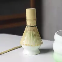Nwvuop matcha arbatos rinkinys su matcha šluotele ir šaukšteliu, matcha šluotelių rinkinys su keraminiu šluotelės laikikliu, matcha priedai (žalia/balta)