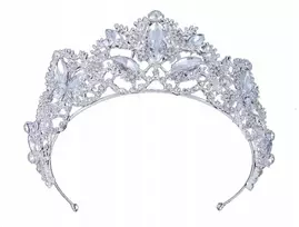 Karūna Diadema Tiara Sidabrinė Vestuvinė 18-ka Cirkoniai Plaukų Papuošalas Miss