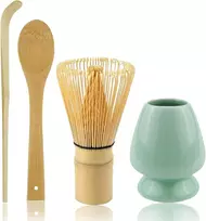 Penggenga japoniškas arbatos rinkinys Matcha šluota 4 dalių rinkinys Matcha šluotelė, tradicinis kastuvas, arbatinis šaukštelis, šluotelės laikiklis, japoniški priedai Matcha ceremonijai