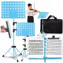 Muzikos stovas natoms, laikiklis, natų stovas knygoms, sulankstomas mėlynas su krepšiu