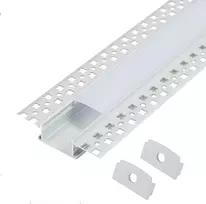Aliuminio profilis, 1 m aliuminio gipso kartono profilio juosta, anoduota, skirta led juostoms, rinkinyje yra dangtelio bėgelis, pieno baltumo (opalo) ir galiniai dangteliai