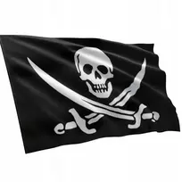 Piratinė vėliava su kaukolės simboliu jachtoms Piratas, kardai 100x60cm