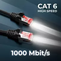 Deleycon Cat6 Patch kabelis S-ftp/pimf (įvairių spalvų) Cat. 6 tinklo kabelis. Ethernet tinklo kabelis [250 – 25 m] dvigubo ekranavimo, juodas