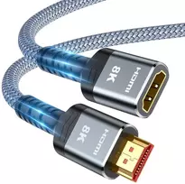 Hdmi 2.1 prailginimo laidas, 8k 60hz, 4k 120hz, 48gbps, pilkas, 0.3m