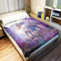 Yisumei 150x200 cm antklodė, komfortiška, šilta, minkšta, jauki, lengvai prižiūrima, fantazijų miško vienaragis, violetinė, purpurinė