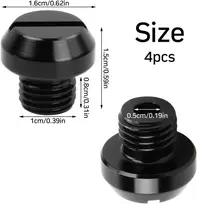 Wisebom motociklų veidrodėlių aklės varžtai M10 x 1,25 mm, 4 vnt. pakuotė, juodas motorolerio veidrodėlio sriegio dangtelis, universalūs motociklų veidrodėlio skylės varžtai dešinysis sriegis