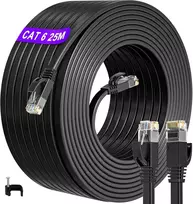 Ikbc lan kabelis 25 metrai, cat 6 didelės spartos ethernet kabelis plokščias, rj45 tinklo kabelis 25 m atsparus vandeniui gigabitinis patch kabelis, suderinamas su maršrutizatoriumi, ps5/ps4, modemu, pc (25 kabelių spaustukai)