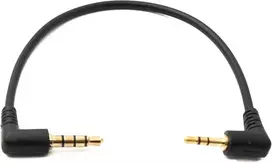 System-s audio kabelis, 15 cm, 2,5 mm jack kištukas į 3,5 mm kištuką, kampinis aux adapteris, juodas