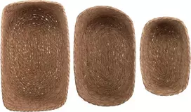 Brandsseller jūržolių krepšelių rinkinys iš 3 dalių, 34 cm, 30 cm ir 25 cm, tvarkingi dekoratyviniai krepšeliai, pinti spalvų