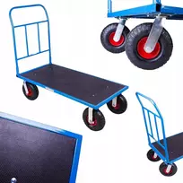 Platforminis transportavimo vežimėlis sandėliui iki 400 kg 100x60 pripučiamais ratais