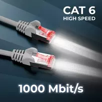 Deleycon Cat6 Patch kabelis S-ftp/pimf (įvairių spalvų) Cat. 6 tinklo kabelis. Ethernet tinklo kabelis [250 – 25 m] dvigubo ekranavimo, pilkas
