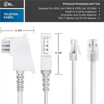 Laikiklis Csl – interneto kabelis maršrutizatoriaus kabelis, tae-f kištukas į rj45 kištuką, 15 m, interneto kabelis, maršrutizatorius į telefono lizdą, suderinamas su dsl vdsl fritzbox interneto maršrutizatoriumi į telefono lizdą tae, baltas