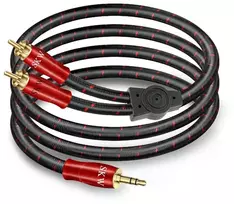 Skw 3.5 mm jack į 2 x Rca Y skirstytuvo Rca kabelis, Ofc varis - dvigubo ekranavimo Rca į jack kabelis išmaniesiems telefonams, planšetiniams kompiuteriams ar kompiuteriui prijungti prie Hifi stiprintuvo (5 m, raudonas)