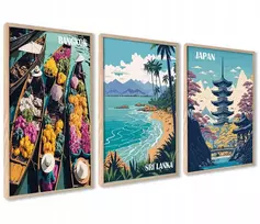 Plakatas Plakatai ant sienos Azija Bankokas Tailandas Japonija Šri Lanka Vintage paveikslai