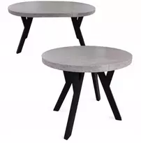 Apvalus stalas Ø 80 cm mažas, išskleidžiamas iki 130 cm Juodas + Šviesus Betonas 6 asmenims
