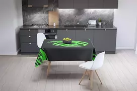 Le Jardin du Lin virtuvinis dekoratyvinis staltiesė, neoninė žalia dūmų spalva 140 x 140 cm - sukurta ir pagaminta Turkijoje