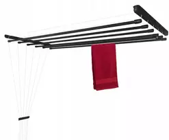 Familia Patalynės džiovyklė, montuojama prie lubų, plieninė, juoda, 6 strypai - 150 cm
