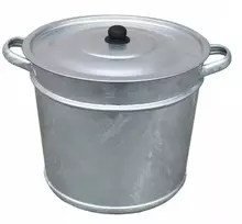 Cinkuotas plieno puodas 36cm su sieteliu ir dangčiu, 29l