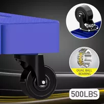 Solejazz sulankstomas nešiojamas transportavimo vežimėlis, sulankstomas rankinis vežimėlis perkraustymui 227kg bagažo transportavimo vežimėlis su 6 ratais ir 2 tvirtinimo dirželiais bagažui, kelionėms, apsipirkimui, naudojimui biure, mėlynas