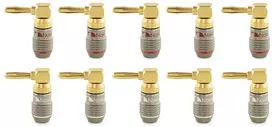 Nakamichi Fanlock Excel Series paauksuoti 24k auksu stačiakampiai bananiniai kištukai, 10awg - 18awg, 4 mm storio