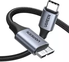 Ugreen 10Gbps Micro B į Usb C nailoninis Usb Type C 3.1 kabelis išoriniam standžiajam diskui, suderinamas su Usb 3.0 standžiojo disko dėklu (0,5 m)
