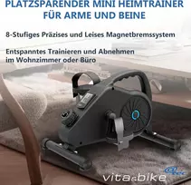 Vita&bike mini treniruoklis su 8 lygių magnetine stabdžių sistema - pedalų treniruoklis rankoms ir kojoms, led ekranas, gerinantis fizinę formą, raumenų jėgą ir medžiagų apykaitą, skirtas naudoti biure ir namuose