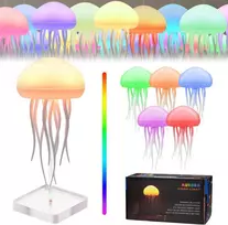 Pipihome medūzos lempa, led rgb medūzos lempa, išmanioji čiuptuvais plaukiojanti medūzos lempa, įkraunama nuotaikos švieselė vaikams, naktinė lemputė, dekoratyvinė lempa namų biurui
