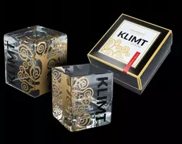 Vaza - Stiklinis žvakidė mažas auksuotas - G. Klimt