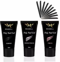 Mabell Akrigelio Polygel nagų priauginimo rinkinys 3x30g + dildės