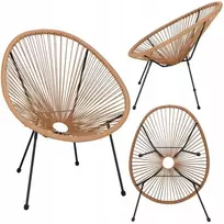 2x patogi sodo kėdė Springos, smėlio spalvos, pinta boho stiliaus, skirta terasai, balkonui, pavėsinei