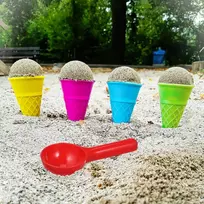 Toddmomy 6 dalių plastikinis paplūdimio žaislas su ledų vafliais smėlio formelės žaislas smėlio dėžės ledo formelė vaikams smėlio formelių rinkinys paplūdimiui lauke