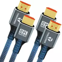 Thsucords 8k Hdmi 2.1 kabelis 1 m, 2 vnt. pakuotė, didelės spartos pintas Hdmi į Hdmi kabelis palaiko 8k@60hz, 4k@120hz 144hz 48gbps, suderinamas su Roku Tv/ps5/hdtv/blu-ray