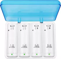Techken Wii baterijų įkroviklio rinkinys, Wii nuotolinio valdymo pultelis, įkrovimo stotelė, dokas, Wii įkroviklis su 4 x 2800 Mah įkraunamomis baterijomis (baterijų įkroviklis)