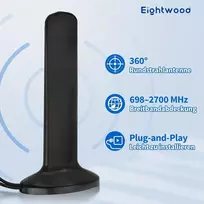 Eightwood 4g lte antena sma magnetinė antena kryptinė antena vidaus 3m antenos kabelis, skirtas 3g 4g lte maršrutizatoriui modemui kamerai gsm viešosios interneto prieigos taškui ir kt.