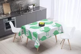Le Jardin du Lin virtuvinė dekoratyvinė staltiesė Petrol Žalias Baltas 140 x 140 cm - sukurta ir pagaminta Turkijoje